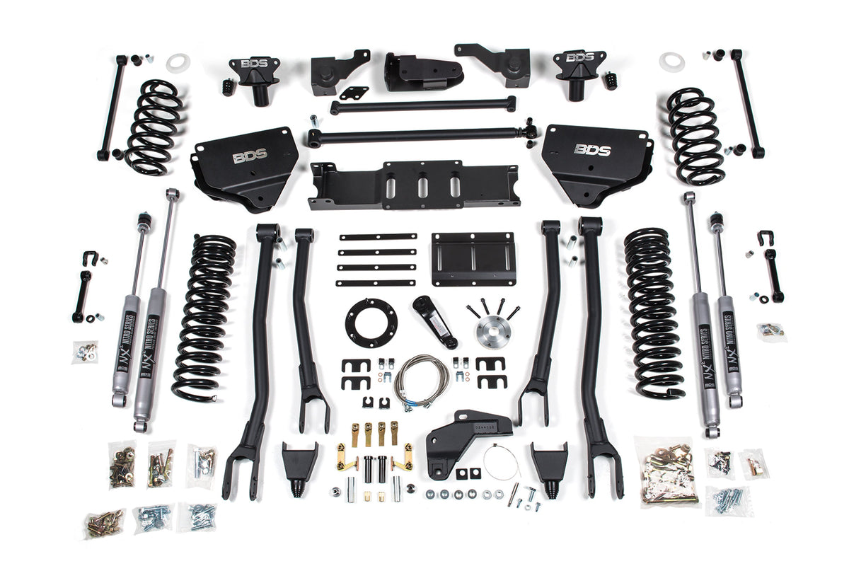 BDS Suspension 8 Inch Lift Kit w/ 4-Link Ram 2500 2014-2018 4WD Diesel - Coil Spring/Bump Stop Extension / NX2 Nitro Series