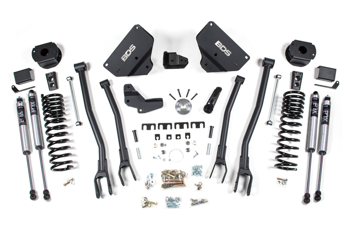 BDS Suspension 4 Inch Lift Kit w/ 4-Link Ram 2500 w/ Rear Air Ride 2014-2018 4WD Gas - FOX 2.0 Performance Series