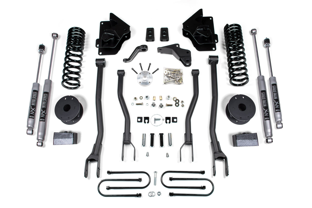 BDS Suspension 4 Inch Lift Kit w/ 4-Link Ram 3500 w/ Rear Air Ride 2013-2018 4WD Diesel - NX2 Nitro Series