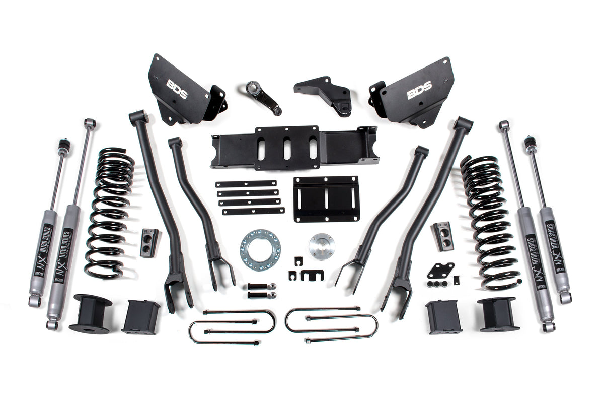 BDS Suspension 5.5 Inch Lift Kit w/ 4-Link Ram 3500 w/ Rear Air Ride 2013-2018 4WD Gas - NX2 Nitro Series