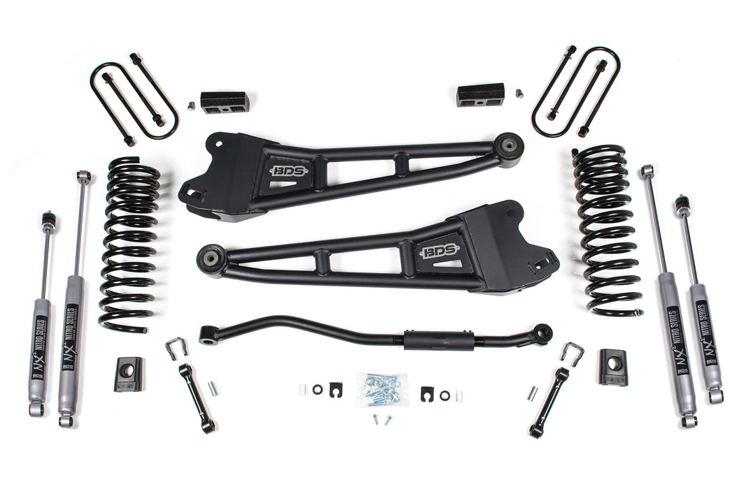 BDS Suspension 3 Inch Lift Kit w/ Radius Arm Ram 3500 2019-2024 4WD Diesel - With Factory Rear Overload Leaf / NX2 Nitro Series