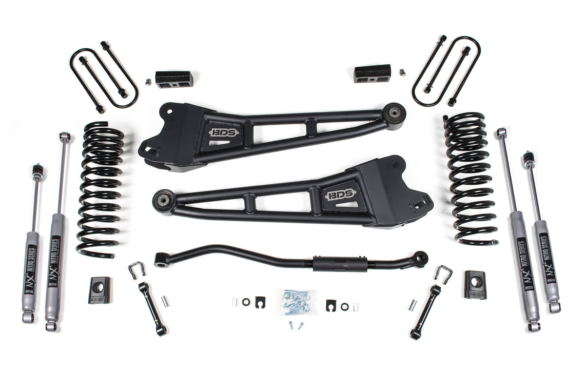 BDS Suspension 3 Inch Lift Kit w/ Radius Arm Ram 3500 2019-2024 4WD Diesel - With Factory Rear Overload Leaf / NX2 Nitro Series
