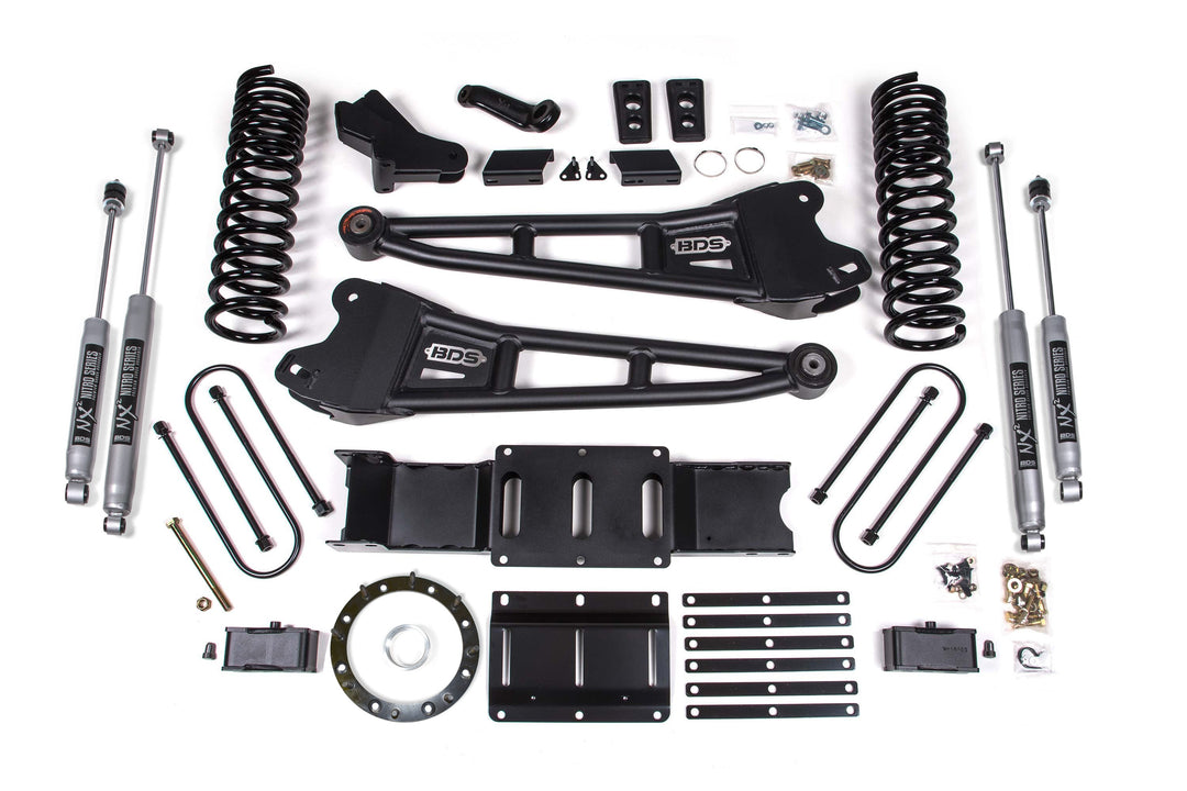 BDS Suspension 4 Inch Lift Kit w/ Radius Arm 2 Inch Rear Block Ram 3500 2019-2024 4WD Diesel - Without Factory Rear Overload Leaf / 6 Bolt / NX2 Nitro Series