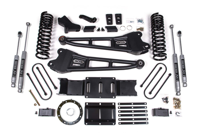 BDS Suspension 4 Inch Lift Kit w/ Radius Arm 3 Inch Rear Block Ram 3500 2019-2024 4WD Diesel - Without Factory Rear Overload Leaf / 8 Bolt / NX2 Nitro Series