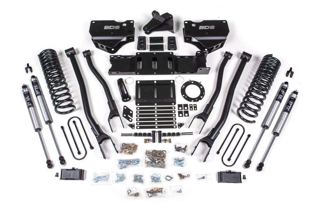 BDS Suspension 4 Inch Lift Kit w/ 4-Link Ram 3500 2019-2024 4WD Diesel - 3 Inch Rear – Without Factory Overload Leaf – 6 Bolt / FOX 2.0 Performance Series