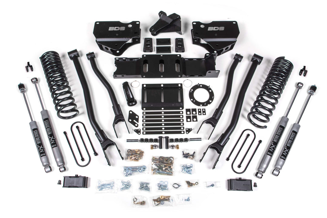 BDS Suspension 4 Inch Lift Kit w/ 4-Link Ram 3500 2019-2023 4WD Gas - 3 Inch Rear – Without Factory Overload Leaf / NX2 Nitro Series