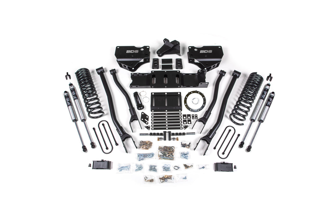 BDS Suspension 4 Inch Lift Kit w/ 4-Link Ram 3500 2019-2024 4WD Diesel - 3 Inch Rear – Without Factory Overload Leaf – 8 Bolt / FOX 2.0 Performance Series
