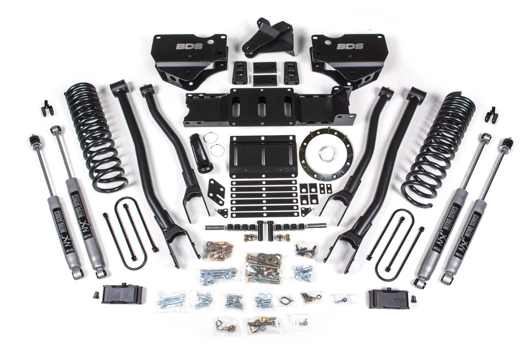 BDS Suspension 4 Inch Lift Kit w/ 4-Link Ram 3500 2019-2024 4WD Diesel - 3 Inch Rear – Without Factory Overload Leaf – 8 Bolt / NX2 Nitro Series