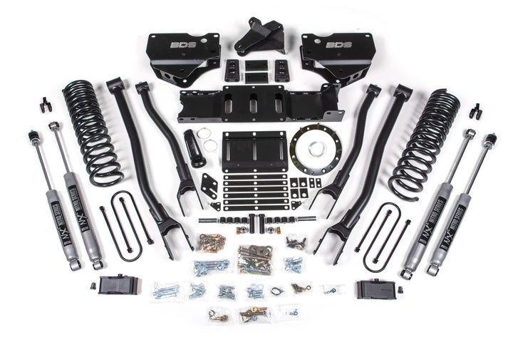 BDS Suspension 4 Inch Lift Kit w/ 4-Link Ram 3500 2019-2024 4WD Diesel - 3 Inch Rear – Without Factory Overload Leaf – 8 Bolt / NX2 Nitro Series