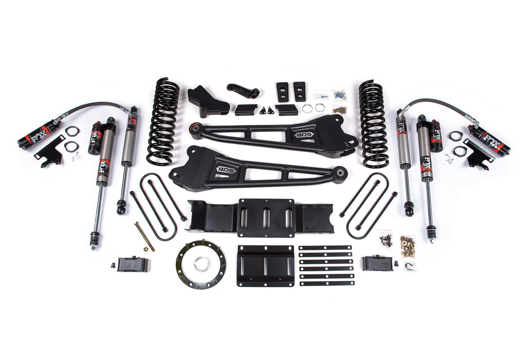 BDS Suspension 4 Inch Lift Kit w/ Radius Arm 2 Inch Rear Block Ram 3500 2019-2024 4WD Diesel - Without Factory Rear Overload Leaf / 6 Bolt / FOX 2.5 Performance Elite