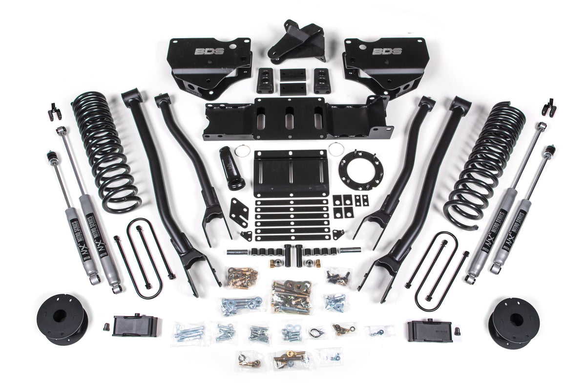 BDS Suspension 4 Inch Lift Kit w/ 4-Link Ram 3500 w/ Rear Air Ride 2019-2024 4WD Diesel - 6 Bolt / NX2 Nitro Series