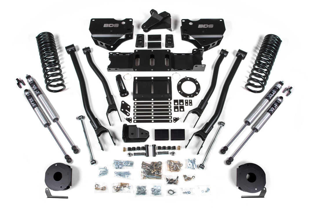 BDS Suspension 5.5 Inch Lift Kit w/ 4-Link Ram 2500 w/ Rear Air Ride 2019-2024 4WD Gas - FOX 2.0 Performance Series