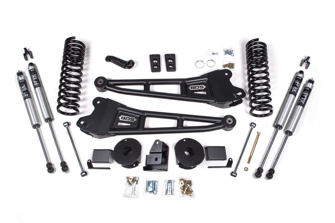 BDS Suspension 4 Inch Lift Kit w/ Radius Arm Ram 2500 w/ Rear Air Ride 2014-2018 4WD Gas - FOX 2.0 Performance Series