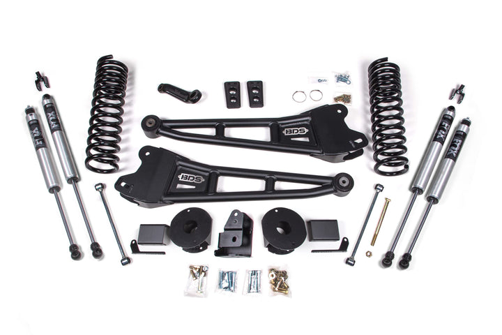 BDS Suspension 4 Inch Lift Kit w/ Radius Arm Ram 2500 w/ Rear Air Ride 2014-2018 4WD Diesel - FOX 2.0 Performance Series
