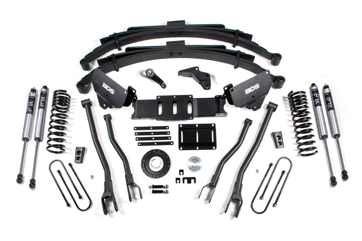 BDS Suspension 6 Inch Lift Kit w/ 4-Link Ram 3500 2013-2018 4WD Diesel - Leaf Springs – FOX 2.0 Performance Series / 8 Bolt