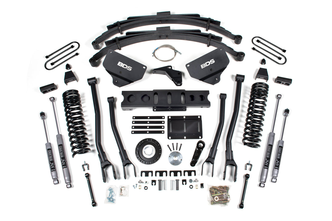 BDS Suspension 8 Inch Lift Kit w/ 4-Link Ram 3500 2013-2018 4WD Diesel - Leaf Springs / 8 Bolt / NX2 Nitro Series
