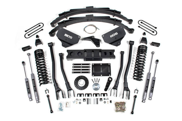 BDS Suspension 8 Inch Lift Kit w/ 4-Link Ram 3500 2013-2018 4WD Diesel - Leaf Springs / 8 Bolt / NX2 Nitro Series