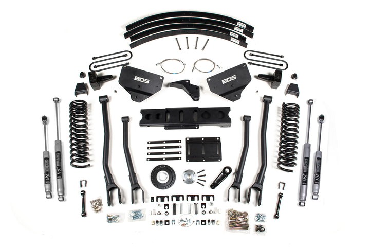 BDS Suspension 8 Inch Lift Kit w/ 4-Link Ram 3500 2013-2018 4WD Diesel - 5 Inch Block Kit and Add-A-Leaf / 8 Bolt / NX2 Nitro Series