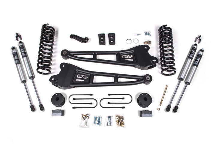 BDS Suspension 4 Inch Lift Kit w/ Radius Arm Ram 3500 w/ Rear Air Ride 2013-2018 4WD Diesel - FOX 2.0 Performance Series