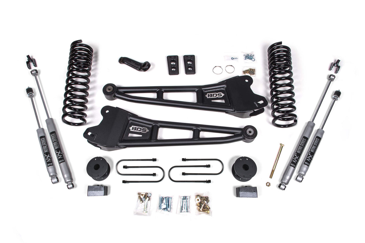BDS Suspension 4 Inch Lift Kit w/ Radius Arm Ram 3500 w/ Rear Air Ride 2013-2018 4WD Diesel - NX2 Nitro Series
