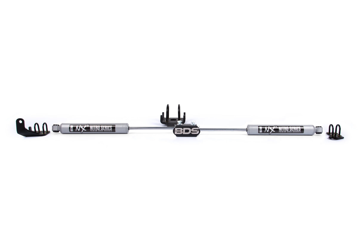 BDS Suspension Dual Steering Stabilizer Kit w/ NX2 Shocks Dodge Ram 1500 1994-2001 and 2500/3500 Y-Style 1994-2008 4WD