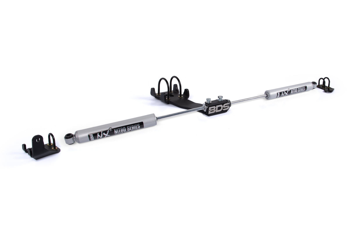 BDS Suspension Dual Steering Stabilizer Kit w/ NX2 Shocks Dodge Ram 1500 1994-2001 and 2500/3500 Y-Style 1994-2008 4WD