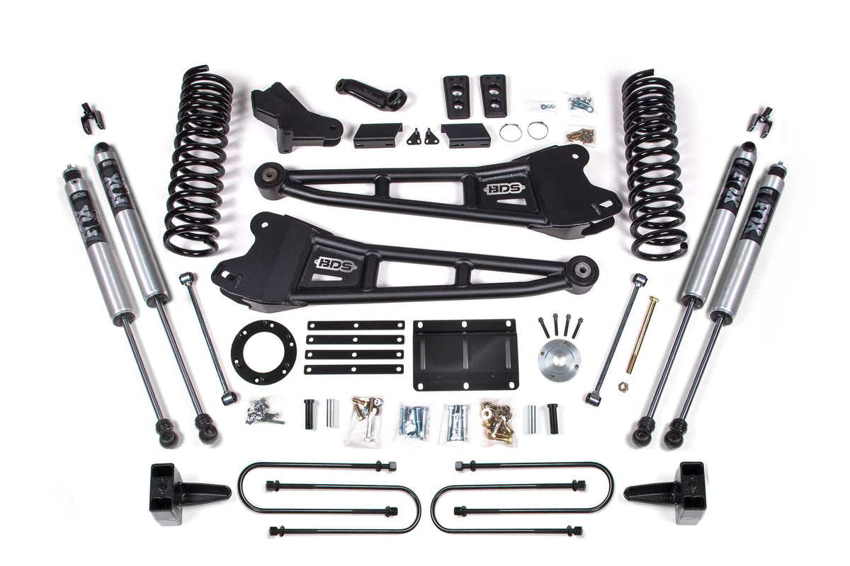 BDS Suspension 6 Inch Lift Kit w/ Radius Arm Ram 3500 2013-2018 4WD Diesel - 5 Inch Block Kit – 6 Bolt – FOX 2.0 Performance Series