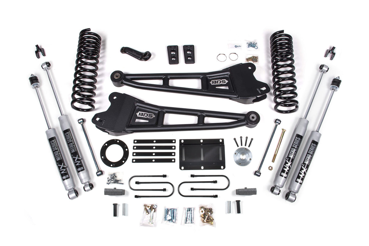 BDS Suspension 6 Inch Lift Kit w/ Radius Arm Ram 3500 2013-2018 4WD Diesel - 5 Inch Block Kit – 6 Bolt – NX2 Nitro Series