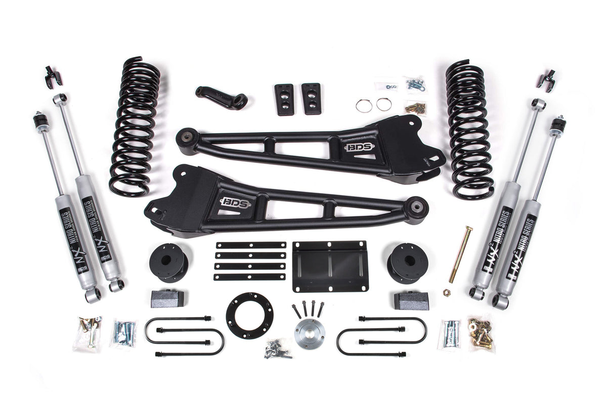 BDS Suspension 5.5 Inch Lift Kit w/ Radius Arm Ram 3500 w/ Rear Air Ride 2013-2018 4WD Gas - NX2 Nitro Series
