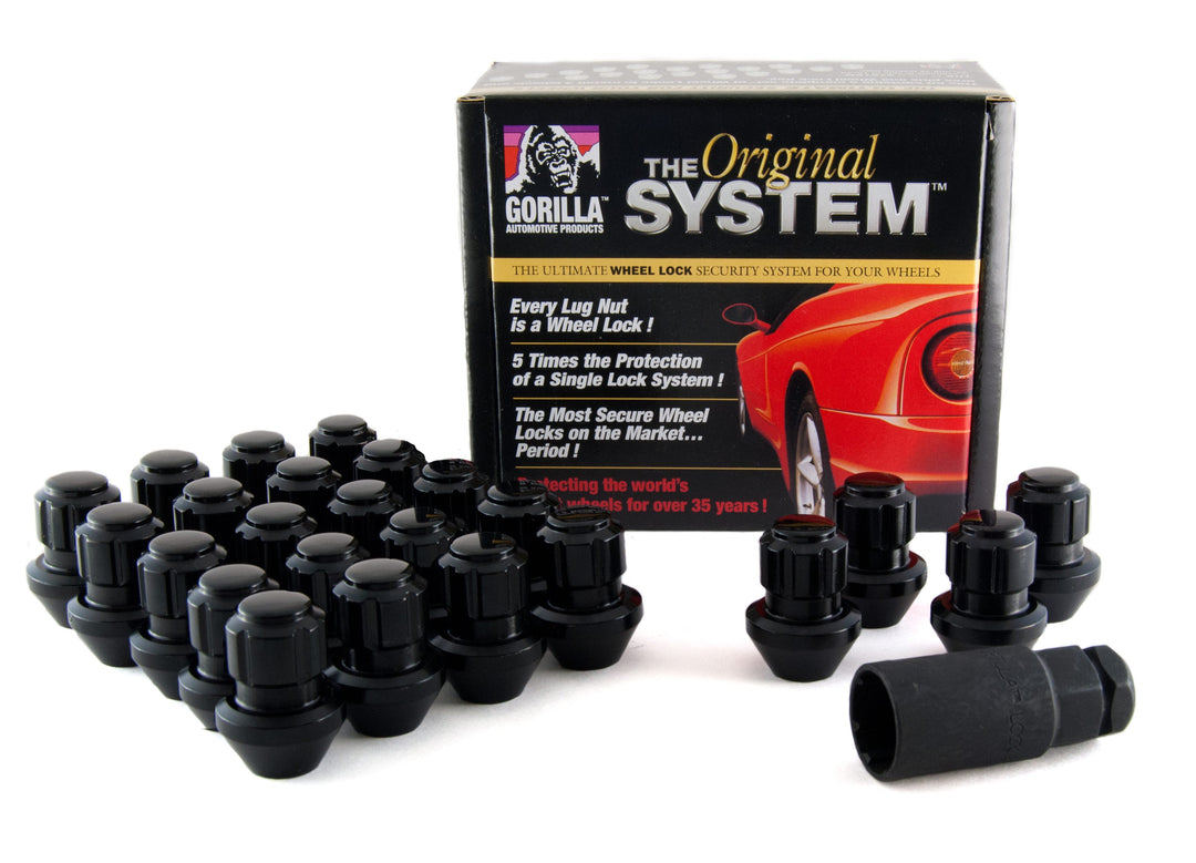 Original Gorilla Lock System - Factory Style Bulge - 13/16" &amp; 7/8" Dual Hex Hex - 14mm x 1.50 Thread Size - Black Finish - Set of 24