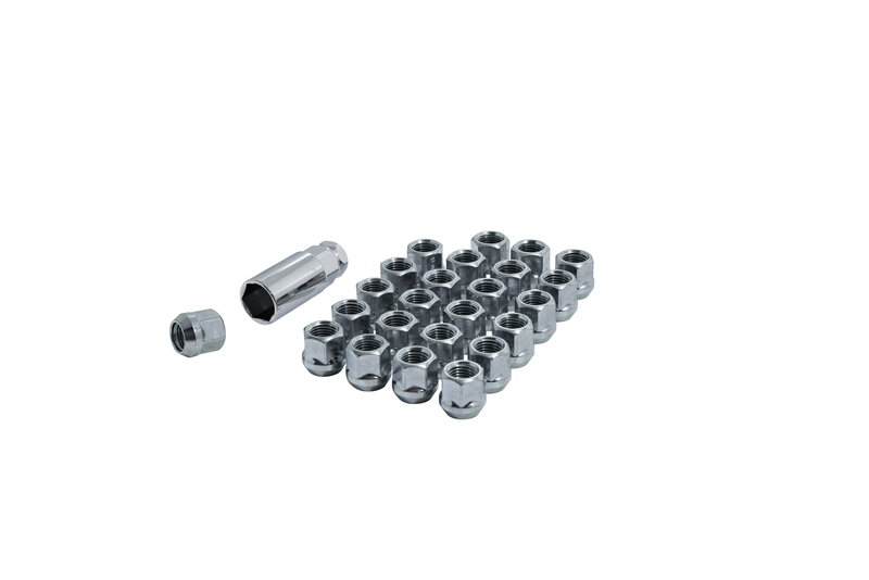 3/4 Hex Open End Lug Nuts - 12-1.50 Thread Size - Zinc Finish - Set of 24