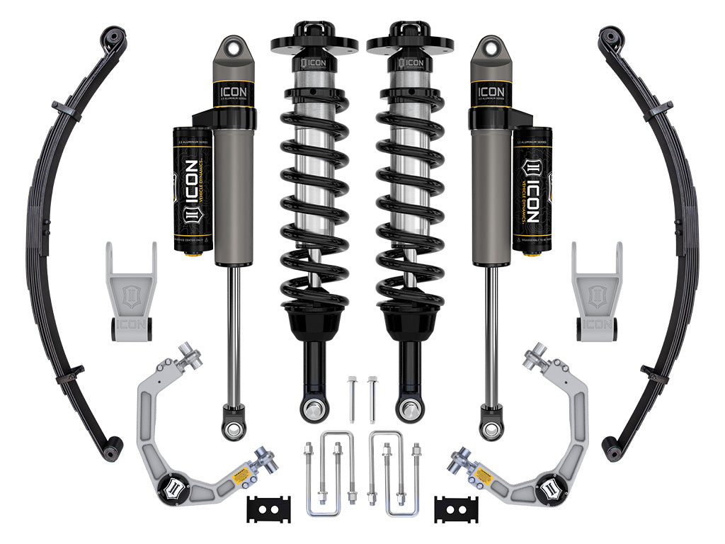 ICON Vehicle Dynamics 2021-2026 Ford F-150 Tremor, 2.5-3" Lift, Stage 2 Suspension System, Billet, w/ Leaf Packs