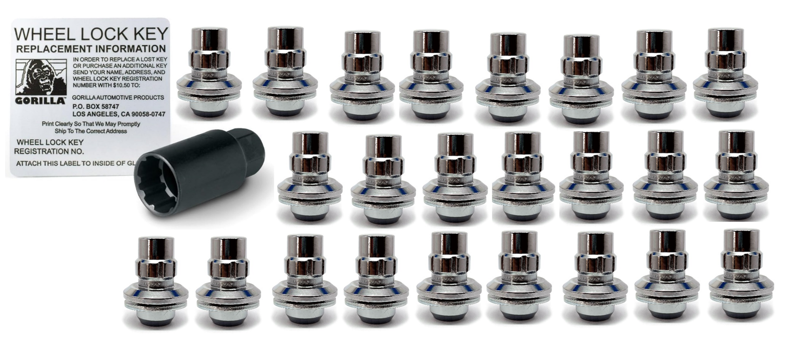 Original Gorilla Lock Set - Toyota Mag - 13/16" & 7/8" Dual Hex Hex - 14mm x 1.50 Thread Size - Chrome Finish - Set of 24
