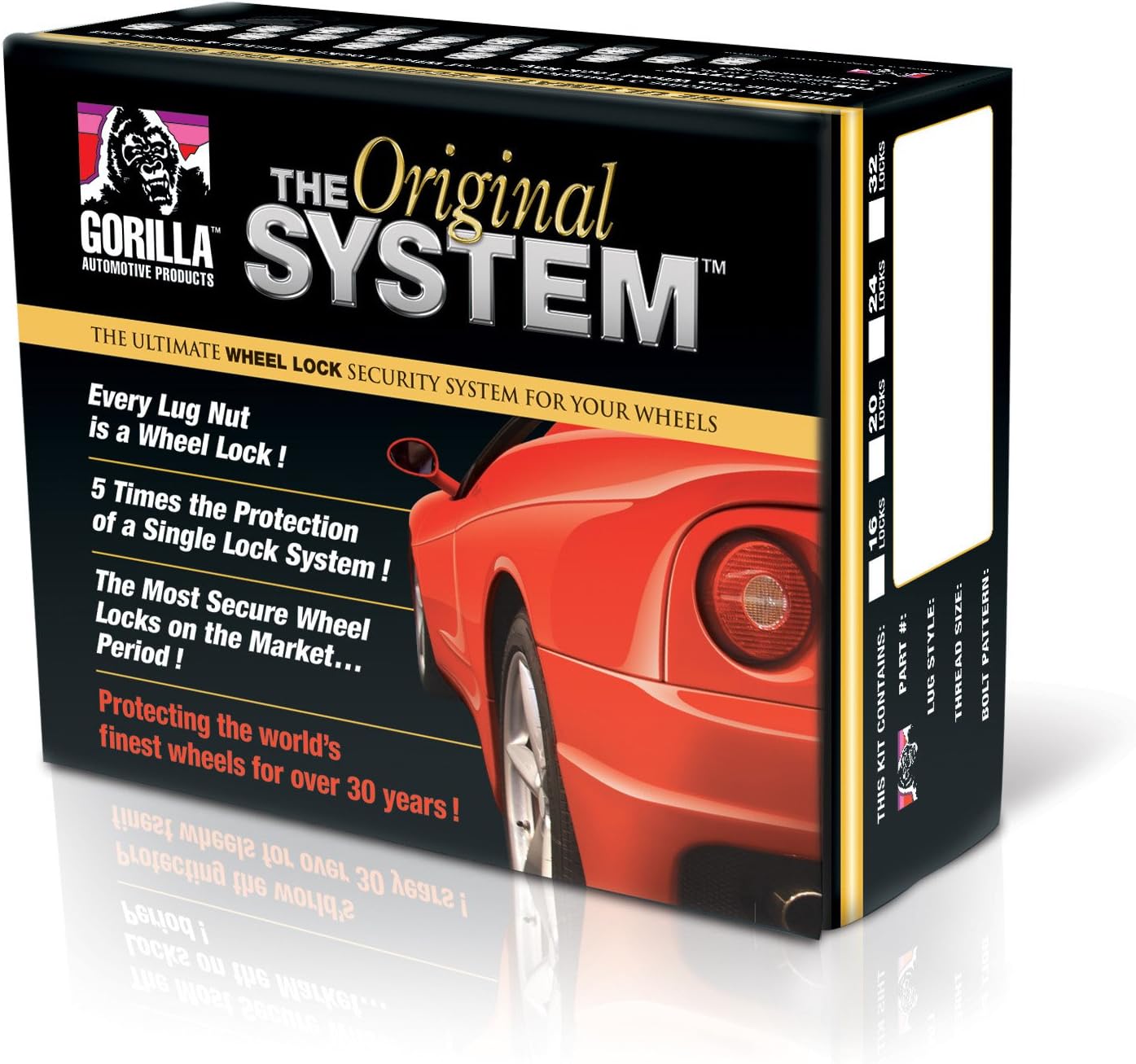 Original Gorilla Lock System - Duplex Acorn - 13/16" Hex - 14mm x 2.00 Thread Size - Chrome Finish - Set of 24