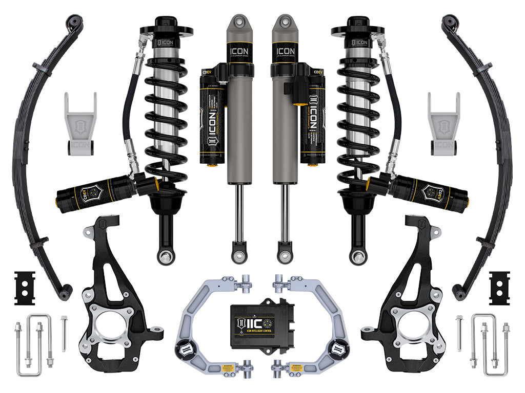 ICON Vehicle Dynamics 2021-2026 Ford F-150 4WD, 3.5-4.5" Lift, Stage 5 Suspension System, Billet, w/ Leaf Packs