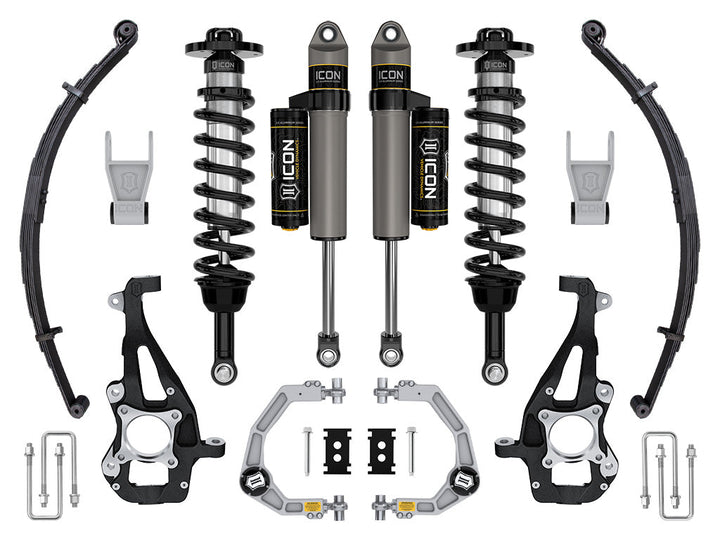 ICON Vehicle Dynamics 2021-2026 Ford F-150 4WD, 3.5-4.5" Lift, Stage 2 Suspension System, Billet, w/ Leaf Packs