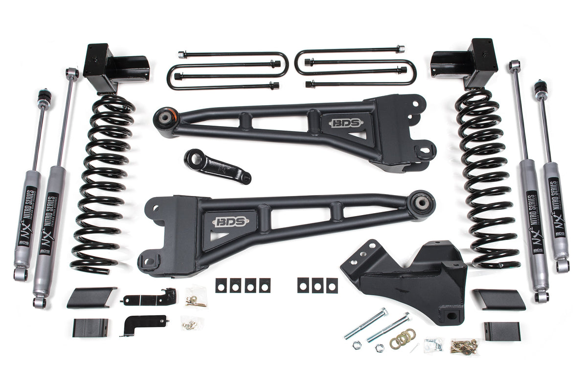 BDS Suspension 4 Inch Lift Kit w/ Radius Arms Ford F450 Super Duty 2023-2026 4WD - NX2 Nitro Series