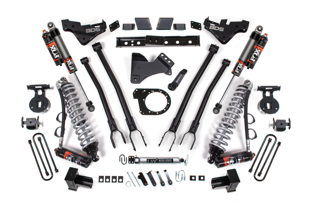 BDS Suspension 7 Inch Lift Kit w/ 4-Link FOX 2.5 Performance Elite Coilover Conversion Ford F250/F350 Super Duty 2023-2026 4WD Diesel - Block Kit
