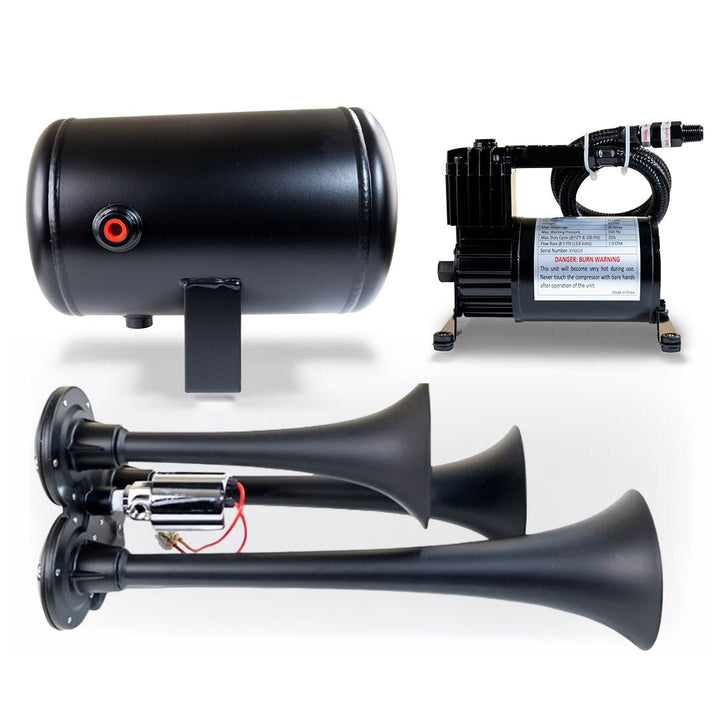 Kleinn ProBlaster HK3-1 Triple Black Horn Kit with 130 PSI Onboard Air - Universal - image 1